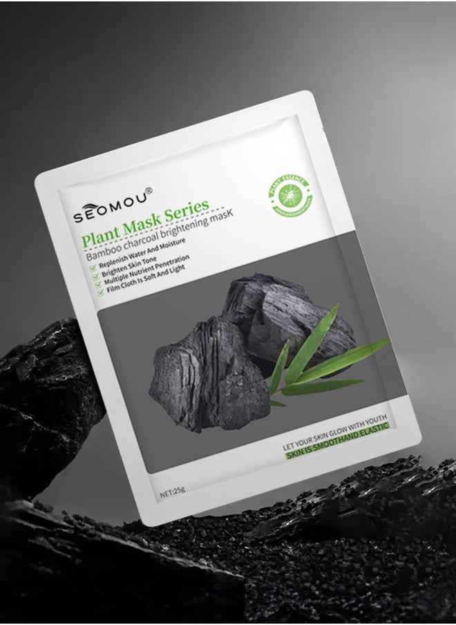 SEOMOU - Facial Mask Bamboo Charcoal Mask Hyaluronic acid Face Anti-aging Hydrating Face Mask Clarifying Nourishing Firming Beauty Facial  whitening and moisturizing mask - Image 1