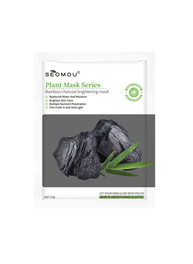 SEOMOU - Facial Mask Bamboo Charcoal Mask Hyaluronic acid Face Anti-aging Hydrating Face Mask Clarifying Nourishing Firming Beauty Facial  whitening and moisturizing mask - Image 1
