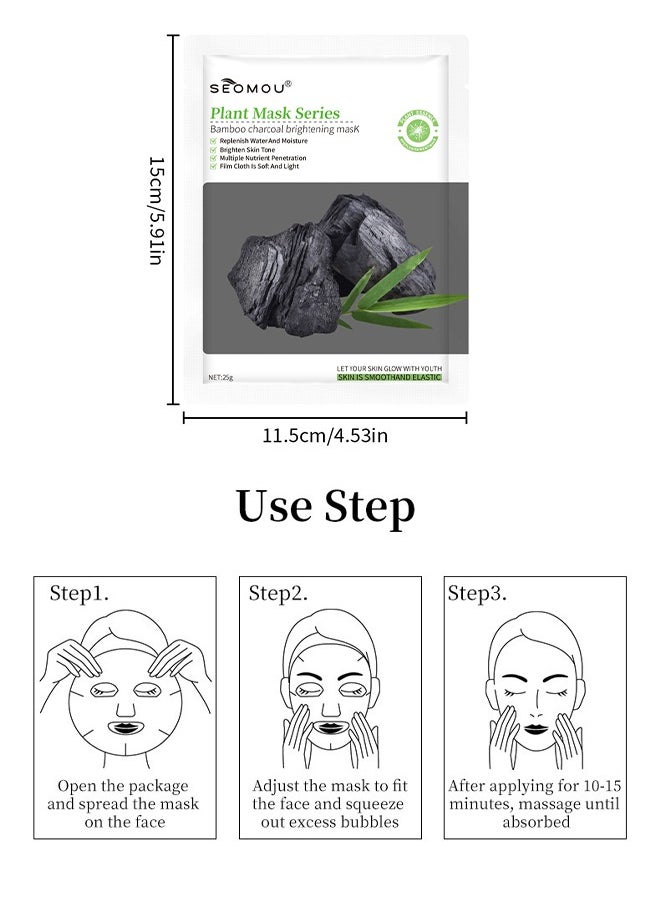 SEOMOU - Facial Mask Bamboo Charcoal Mask Hyaluronic acid Face Anti-aging Hydrating Face Mask Clarifying Nourishing Firming Beauty Facial  whitening and moisturizing mask - Image 1