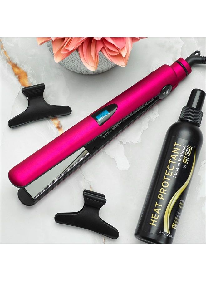 Hot Tools أداة تسريح الشعر الاحترافية من هوت تولز - مكواة مسطحة بتقنية التيتانيوم الرقمية | تمريرة واحدة، أنماط ميكرو شاين (1 بوصة) - Image 5