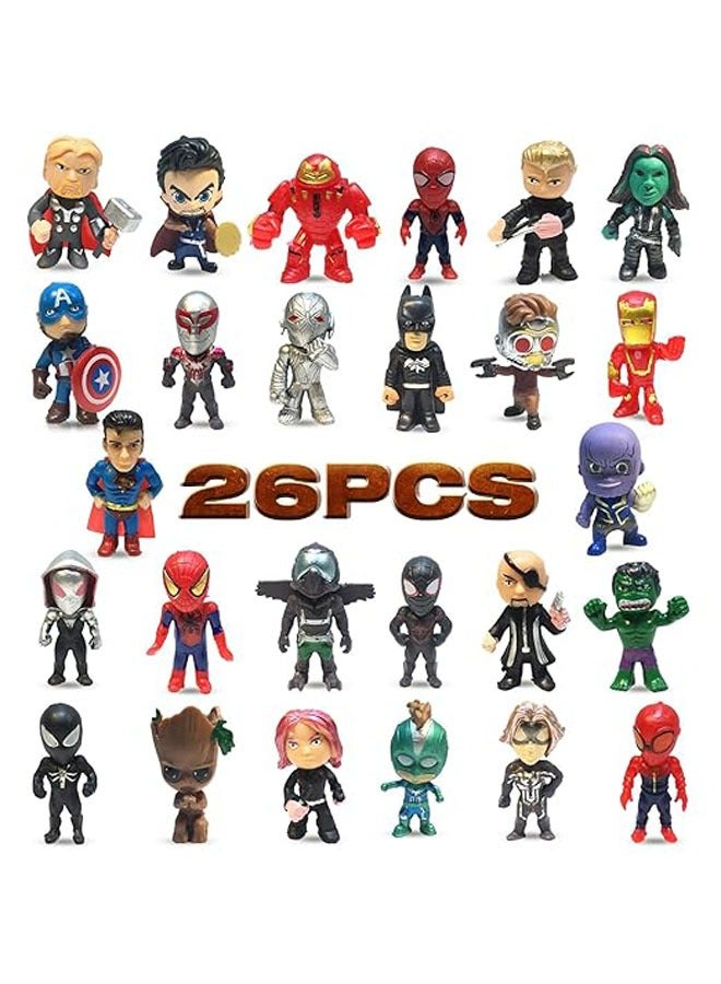 general Mini Superhero Character Superhero Action Set Toy, Avengers Figure Marvel Hero Spider-Man Figure Birthday Gift Cake Decoration for Men and Women (26 pieces) - Image 1
