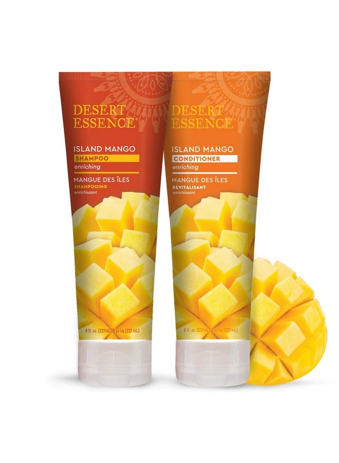 Desert Essence Island Mango Shampoo & Conditioner Bundle 8 Fl Ounce Enriching Shea Butter Jojoba Oil Smooth & Silky Soft & Healthy - Image 1
