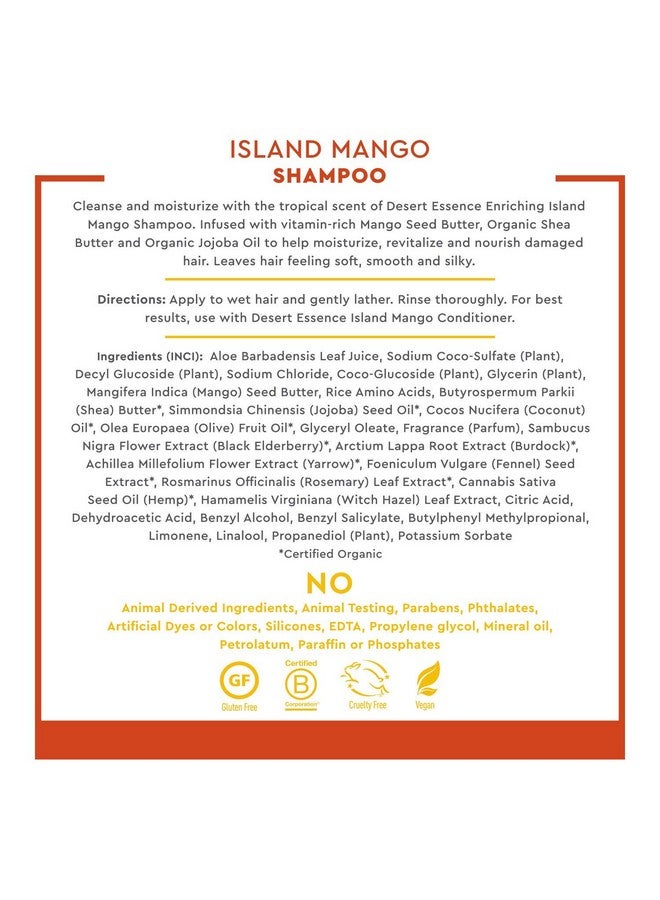 Desert Essence Island Mango Shampoo & Conditioner Bundle 8 Fl Ounce Enriching Shea Butter Jojoba Oil Smooth & Silky Soft & Healthy - Image 5