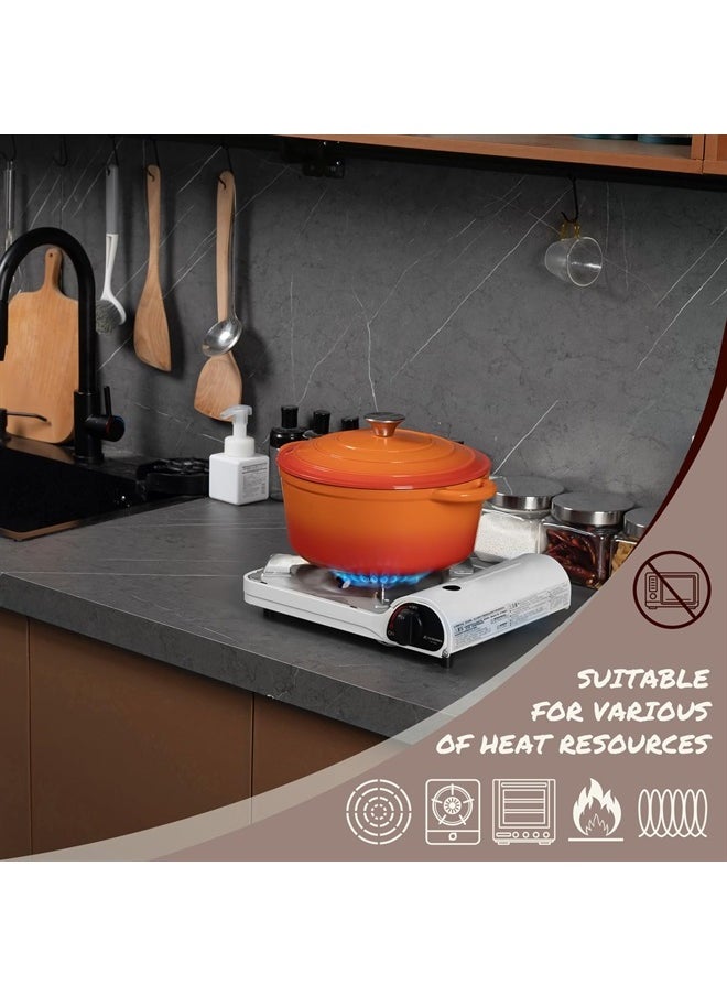 Overmont - 5.5QT Enameled Cast Iron Dutch Oven with Lid Cookbook Heavy-Duty Casserole with Dual handles for Braising, Stews, Roasting, Bread Baking - Image 1