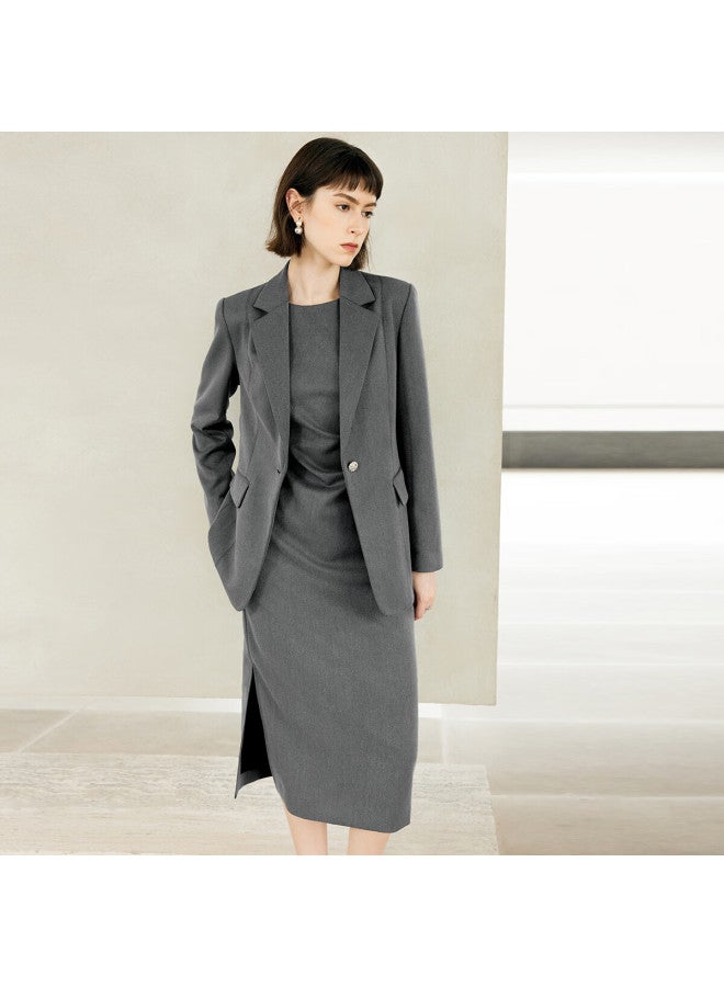 Yanyee Women's Commuter Blazer Autumn Simple Elegant Versatile Professional Suit Jacket Gray S/36 - Image 1