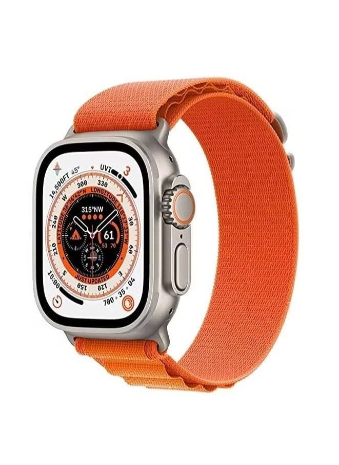 vesus - Band for apple Watch Band Ultra Strap 42mm 44mm 45mm Alpine Loop Nylon Replacement Bands with Adjustable Sport Titanium G-hook Braided Straps for iwatch ultra series 8 7 SE 6 5 4 3 2 1 - orange - Image 1