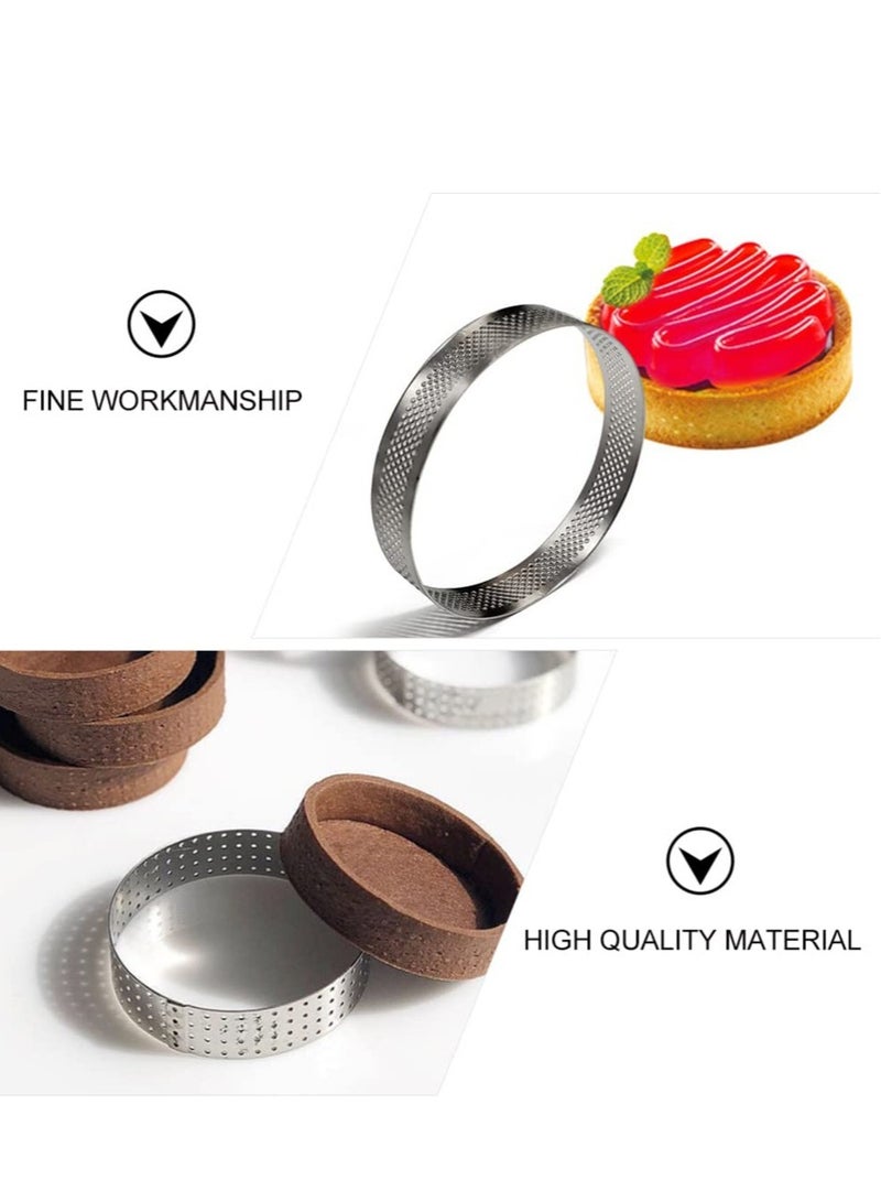 Excefore Circular Tart Ring Stainless Steel Nonstick Round Cake Rings Perforated Cake Mousse Ring Circular Cookies Cutter Pastry Tool - Image 5