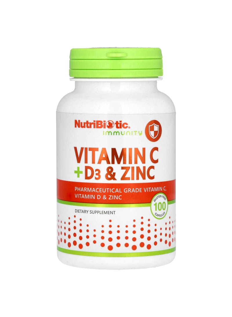 Vitamin C + D3 & Zinc, 100 Capsules
