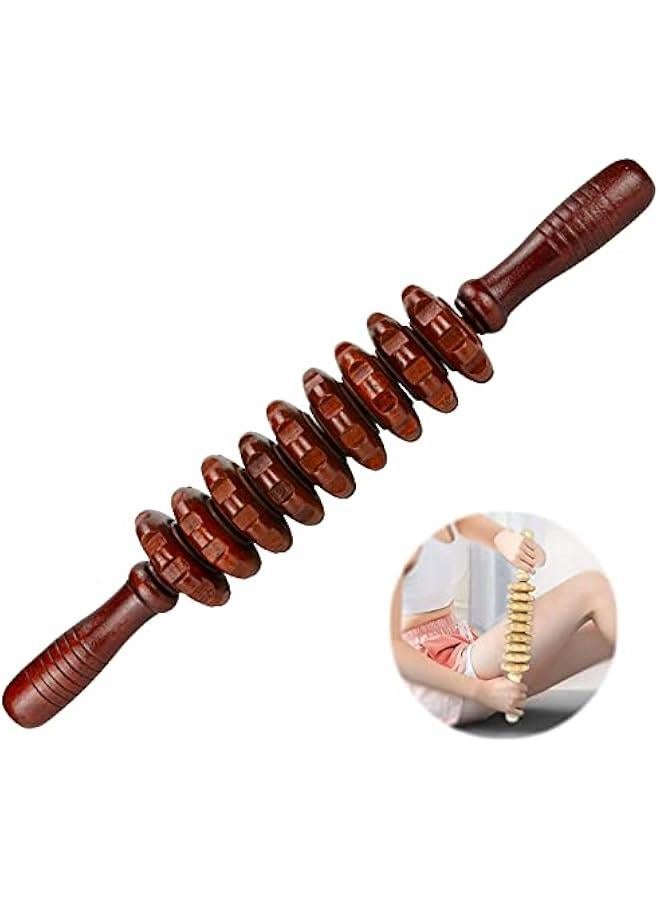 Wood Massage Roller Stick, Cellulite Muscle Roller Stick for Athletes, Trigger Point Manual Massage Stick for Sore Muscle Pain Relief & Recovery, Tightness, Soothing Cramp, (1 PCS, Red) - Image 1