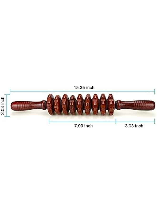 Wood Massage Roller Stick, Cellulite Muscle Roller Stick for Athletes, Trigger Point Manual Massage Stick for Sore Muscle Pain Relief & Recovery, Tightness, Soothing Cramp, (1 PCS, Red) - Image 2