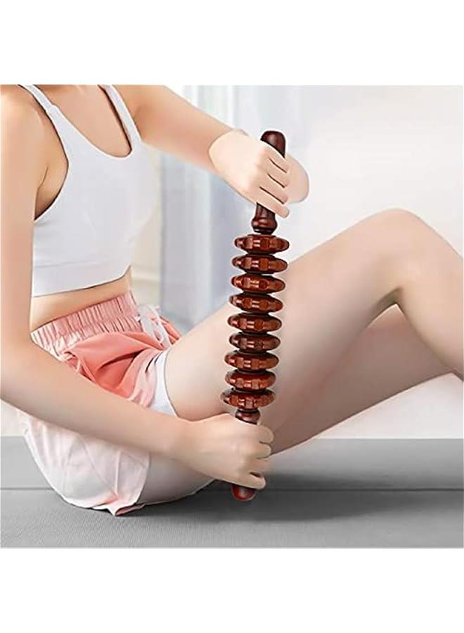 Wood Massage Roller Stick, Cellulite Muscle Roller Stick for Athletes, Trigger Point Manual Massage Stick for Sore Muscle Pain Relief & Recovery, Tightness, Soothing Cramp, (1 PCS, Red) - Image 4