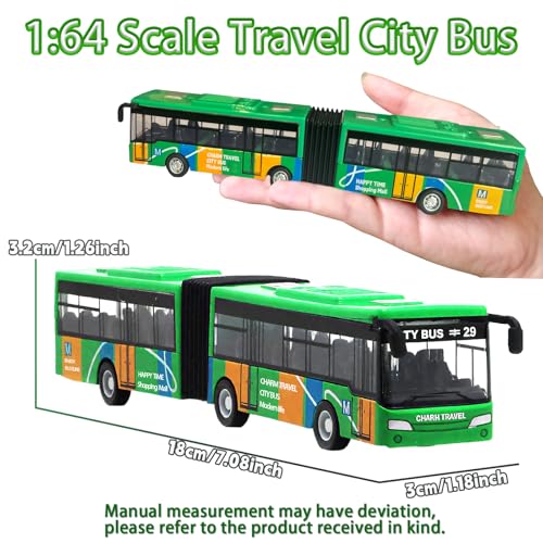 OTONOPI City Bus Toy for Kids 164 Scale Die Cast Metal Pull Back Vehicles Model Cars Toys Educational Gift 3 Pack Friction Powered Cars Play Toys for Kids Boys Girls Ages 3 up - Image 5