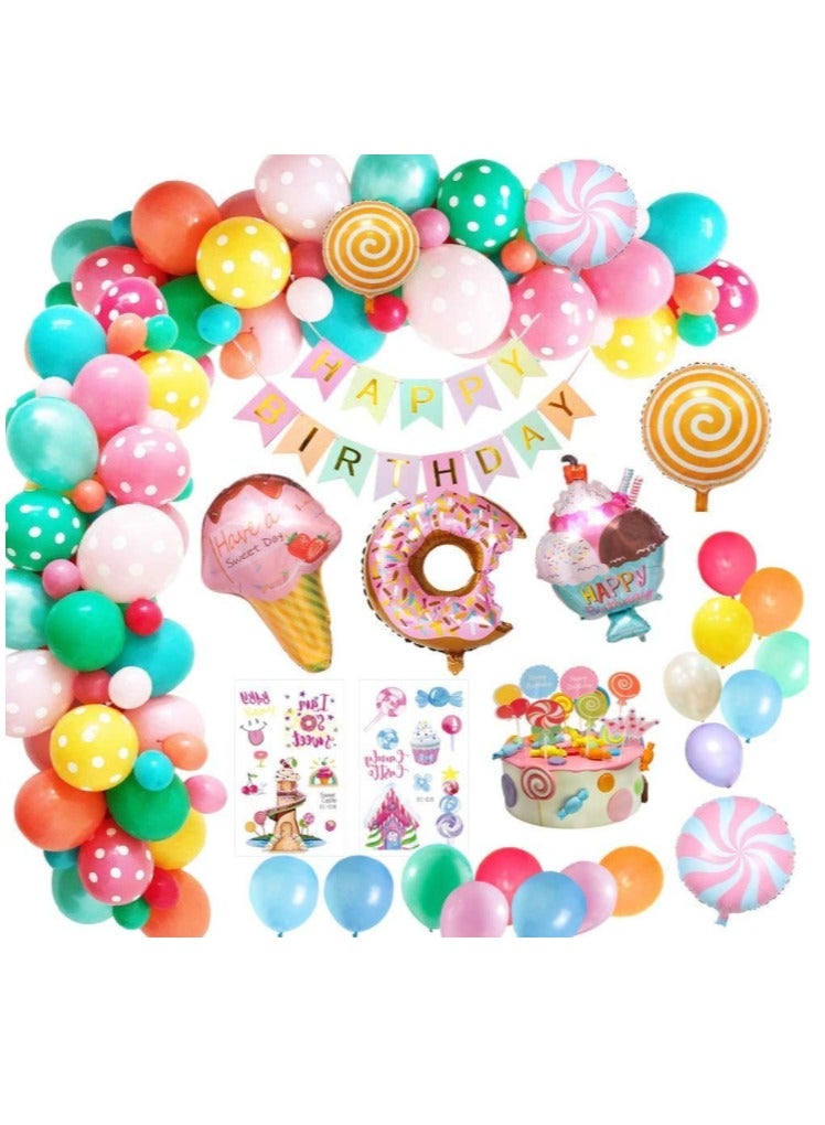 Decorations Candy Donuts Ice Cream Foil Balloons Lollipop Party - Image 1