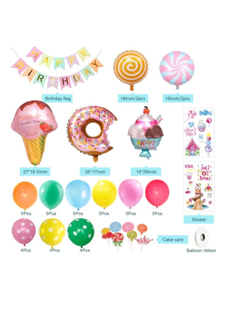 Decorations Candy Donuts Ice Cream Foil Balloons Lollipop Party - Image 4