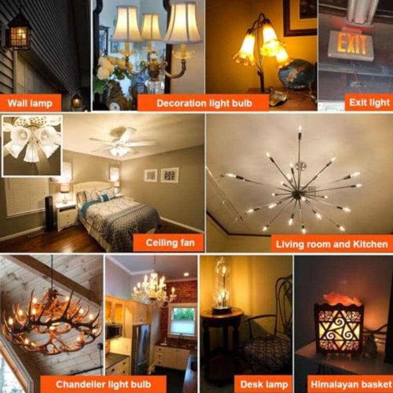 Chandelier use, amber glass, 2200K, dimmable E12 LED filament bulb with CRI 90+ and retro Edison design - Image 4