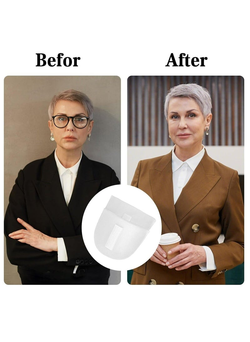 Sewing Shoulder Pads 2 Pairs Thickness 1.5cm Sponge Breathable Set-in Pads Sloping High Low Shoulders Sewing Supplies for Women Men Blazer Suit T-Shirt (Black+White) - Image 2