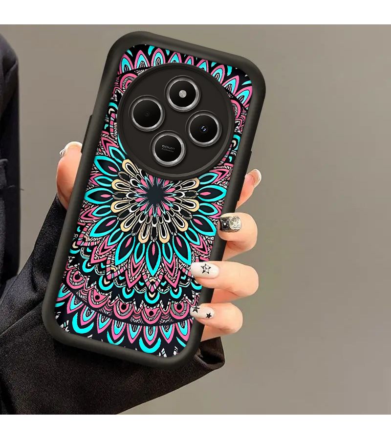 Brown Shockproof Soft TPU Protective Phone Case For POCO C75 Compatible With Redmi 14C Redmi A3 Pro 4G And Xiaomi Poco C75 4G Colorful Mandala Design - Image 2