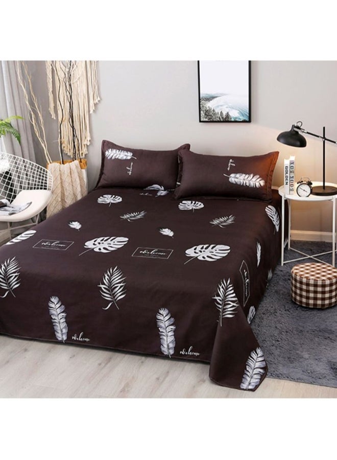 NIBEMINENT 4-Piece Bedding Set combination Brown/White Quilt Cover 180x220 cm, Pillow 48x74 Fitted Sheet 230x230cm  - Image 3
