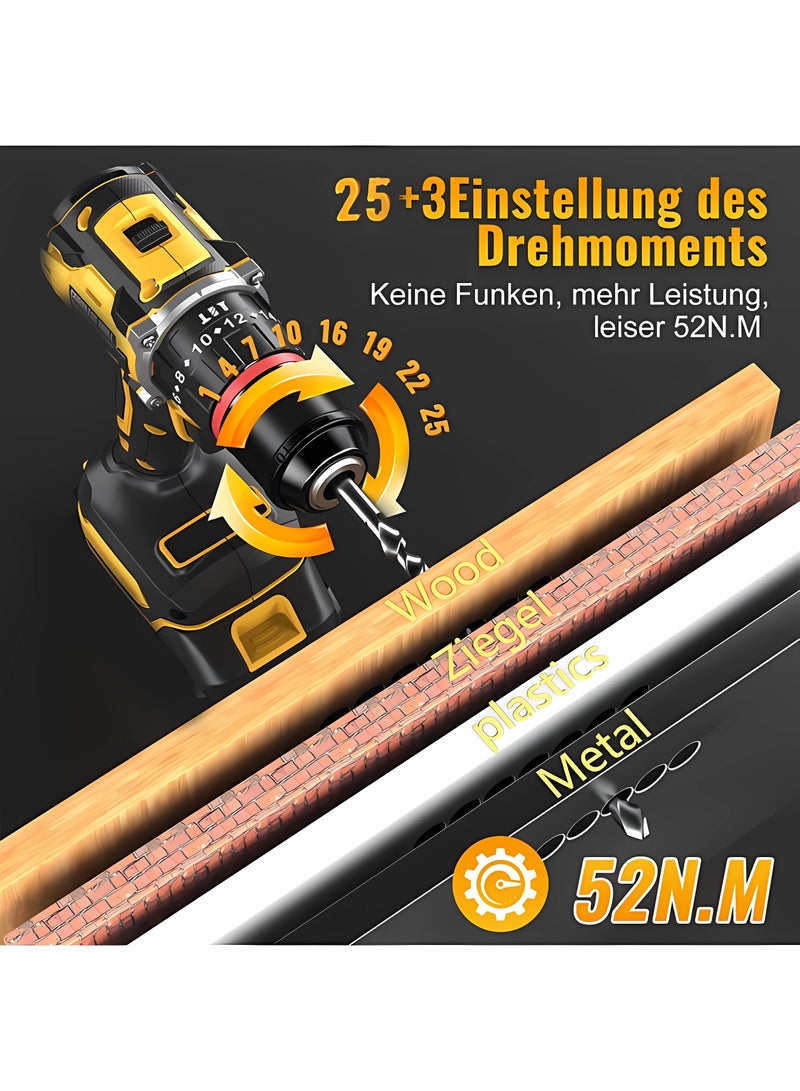 جينسو آلة طحن لاسلكية عالية القدرة قابلة لإعادة الشحن من طراز جينسو، مثقاب كهربائي بدون فرشاة 3/8 بوصة، مع بطارية وشاحن ليثيوم، وآلة طحن ذات زاوية صناعية، وجهاز ثقب كهربائي 2 في 1 متعدد الوظائف - Image 2