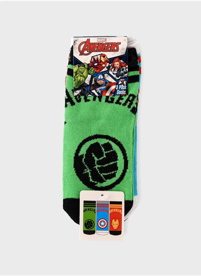 MARVEL Kids 3 Pack Avengers Crew Socks