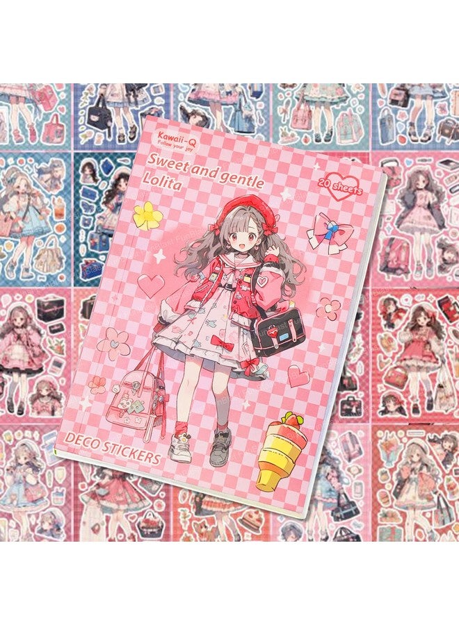 فنبلاست كتاب ملصقات فن بلاست كاواي - ٢٠ ورقة/٤٠٠ ملصق، ملصقات زخرفية على الطراز الياباني، ملصقات كاواي ذاتية اللصق، ملصقات بطابع كرتوني للبنات (وردي) - Image 1