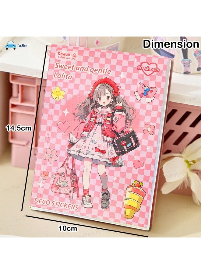 فنبلاست كتاب ملصقات فن بلاست كاواي - ٢٠ ورقة/٤٠٠ ملصق، ملصقات زخرفية على الطراز الياباني، ملصقات كاواي ذاتية اللصق، ملصقات بطابع كرتوني للبنات (وردي) - Image 2