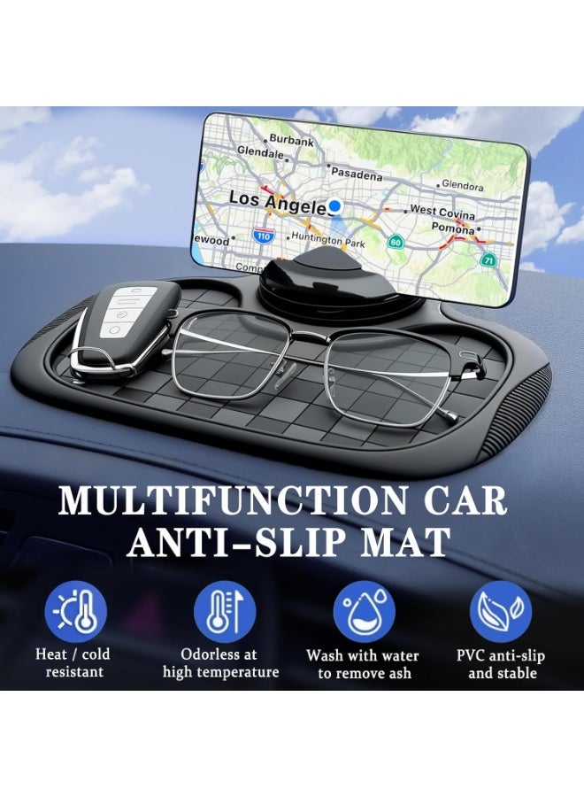 Soofam Multifunction Car Anti-Slip Mat Car Dashboard Mat 360° Rotating Adjustable Phone Holder with Hidden Parking Number Plate PVC Grid Style Mat - Image 5
