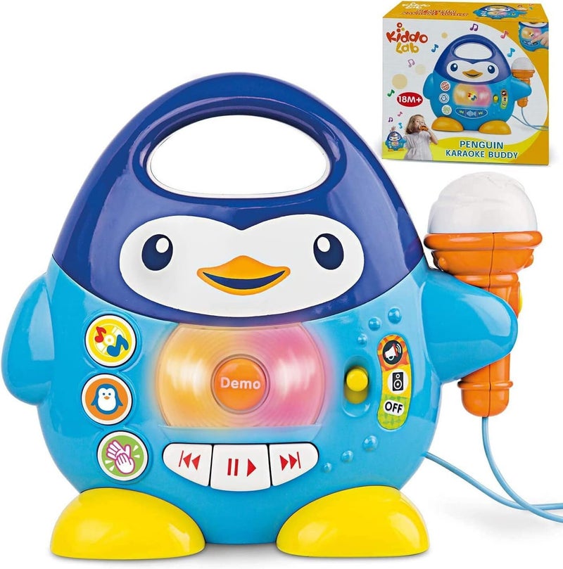 KiddoLab Toddler Karaoke Machine: Fun Musical Toys For Toddlers 1-3 & 3-5 | Ideal Kids Karaoke Machine For Boys | Engaging Toddler Toys 2-3 For Aspiring Little Singers (Penguin) - Image 1