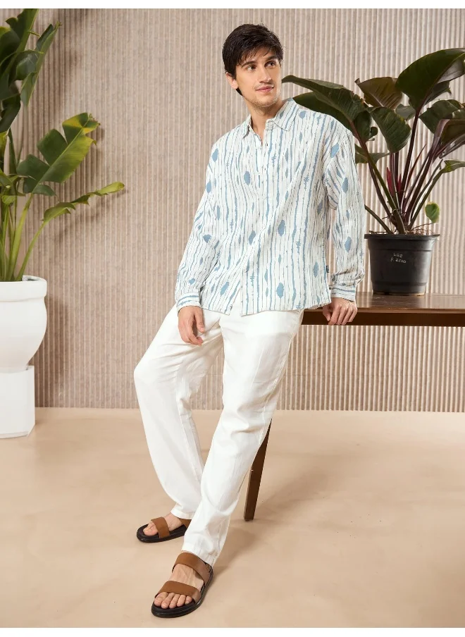 Beyoung Blue Tie and Dye Printed Urban Shirt for Men