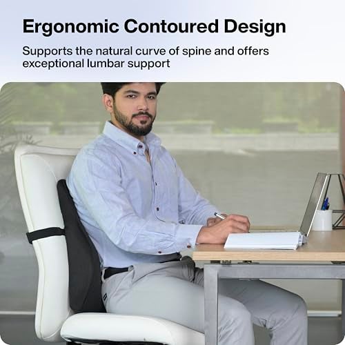 FOVERA Back Support for Office Chair | 2 Years Warranty | Gel Memory Foam Car Seat Back Support, Orthopedic Lumbar Back Rest for Back Pain Relief - Back Pillow for Sitting (Mesh Black, Large) - Image 4