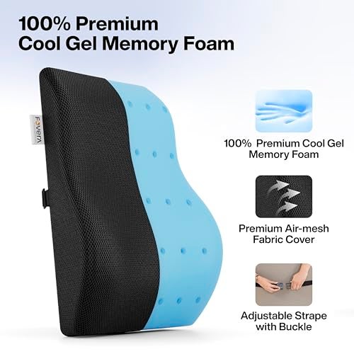 FOVERA Back Support for Office Chair | 2 Years Warranty | Gel Memory Foam Car Seat Back Support, Orthopedic Lumbar Back Rest for Back Pain Relief - Back Pillow for Sitting (Mesh Black, Large) - Image 5
