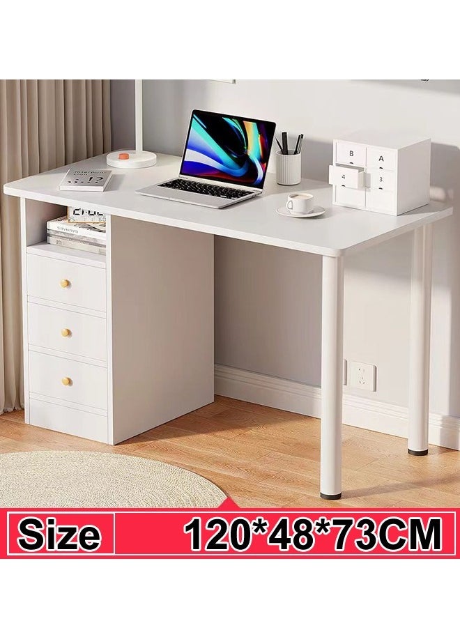 fashionhome - Modern Design Computer Desk Simple Rectangular Writing Study Table with Storage Drawers Workstation Table for Bedroom Home Office 120x48x73 cm - Image 1