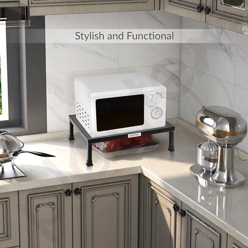 Plantex Oven Stand/Microwave Stand for Kitchen Platform/Microwave Storage Rack for Countertop Organization/Heavy-Duty Metal Shelf - Black - Image 2