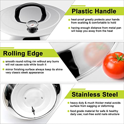 HaSteeL 12Inch Melting Dome for Griddle, Stainless Steel Basting Cover with Thermometer, Large Round Steaming Cover Lid for Flat Top Teppanyaki BBQ Camping Cooking Grilling, Indoor & Outdoor (2 Piece) - Image 4