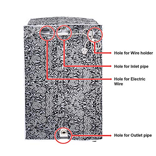 Vintage Pro Top Load Washing Machine Cover Suitable for IFB 6.5 Kg, 7.0 Kg, 7.5 Kg (60cmsX60cmsX90cms, Black Flower) - Image 5