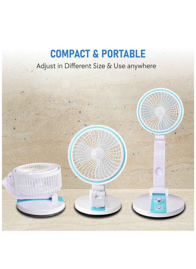 Toy Box - Wireless Portable Folding Fan with LED Light With USB Rechargeable Can be used as Table or Desktop Fan for both Home & Outdoor Use Multicolor - Image 1
