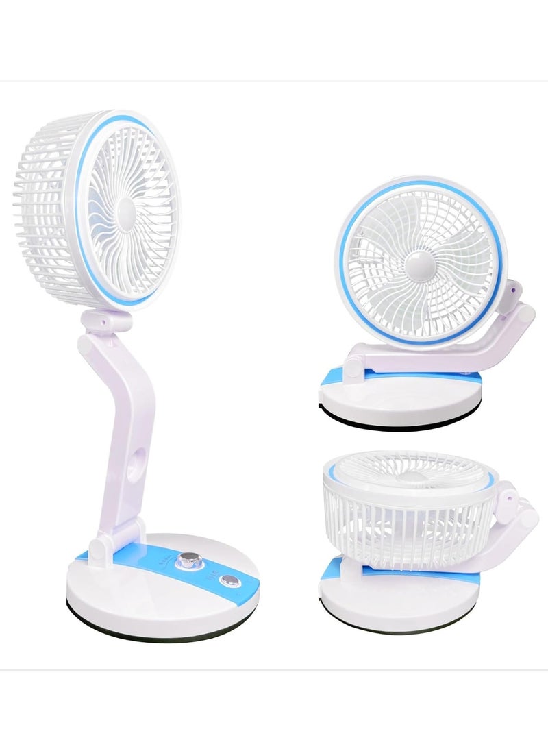 Toy Box - Wireless Portable Folding Fan with LED Light With USB Rechargeable Can be used as Table or Desktop Fan for both Home & Outdoor Use Multicolor - Image 1