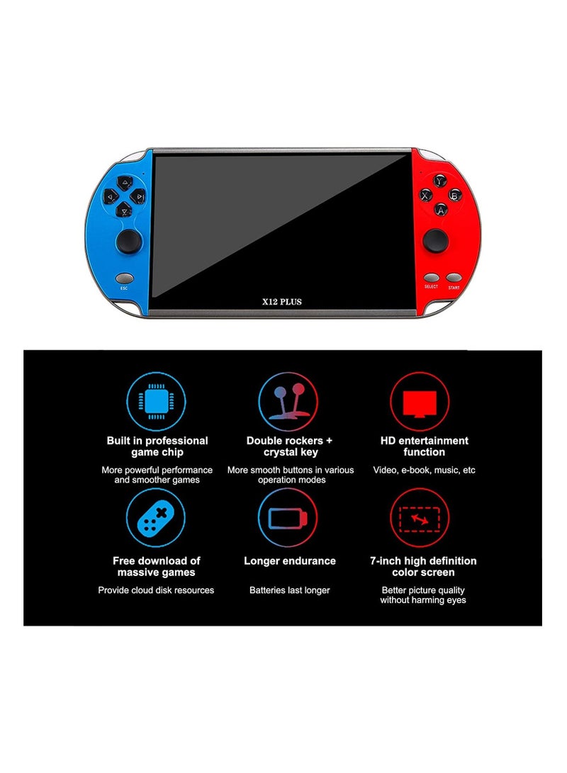 Video Game Console, X12 Plus 7 inch, Built in 7000 Games, 16GB Handheld Double Joystick Game Controller, Spupport AV Output, TF Card, Music E-book  - Image 3