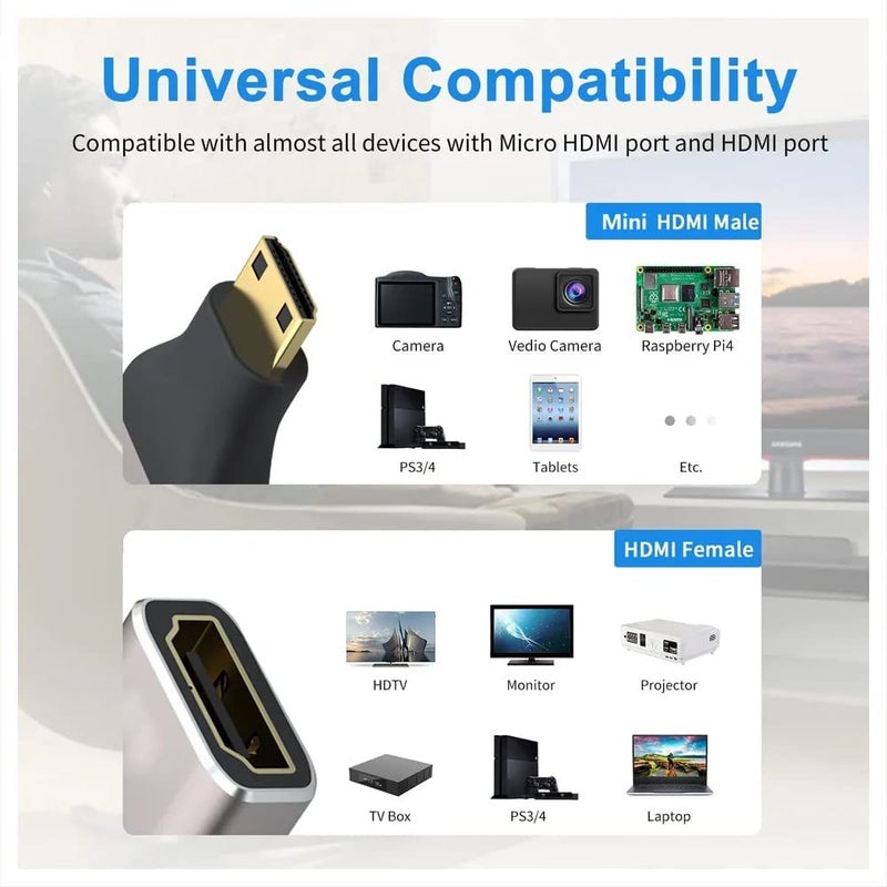 Tobo Mini High Speed HDMI Type C to Type A Male to Female M/F Port Socket Plug Jack Connector Converter Adaptor Supports 4K 4Kx2K Ultra HD UHD 1080P Full HD 3D ARC Ethernet - TD-533H - Image 5