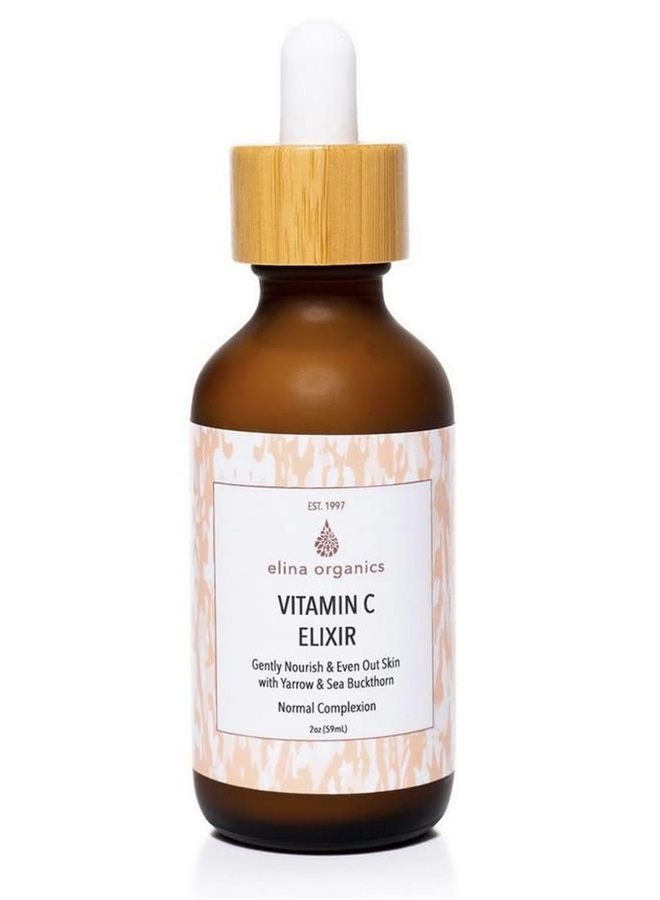 Elina Organics Vitamin C Elixir, 2oz, hydrate skin, sensitive skin, rose hips, almond oil, sea buckthorn, green tea, reduce sun spots, reduce wrinkles, rebuild collagen, antiaging, organic skincare, all natural skin  - Image 1