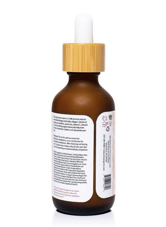 Elina Organics Vitamin C Elixir, 2oz, hydrate skin, sensitive skin, rose hips, almond oil, sea buckthorn, green tea, reduce sun spots, reduce wrinkles, rebuild collagen, antiaging, organic skincare, all natural skin  - Image 2