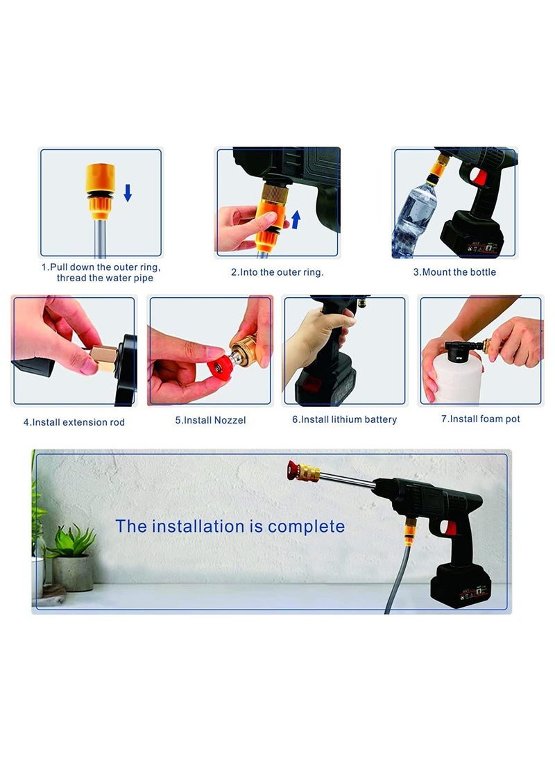 Saudi Deals High Pressure Washer 48V - Car Washing Machine - Cordless Portable Electric Water High Pressure Washer Gun, Used for Floor Cleaning of Car Washes and Garden Watering  - Image 2