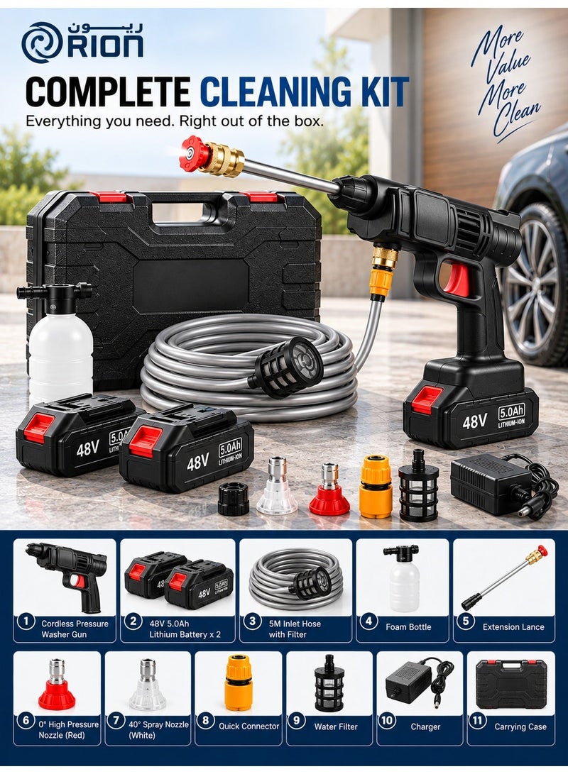 Saudi Deal High Pressure Washer 48V - Car Washing Machine - Cordless Portable Electric Water High Pressure Washer Gun, Used for Floor Cleaning of Car Washes and Garden Watering - Image 5