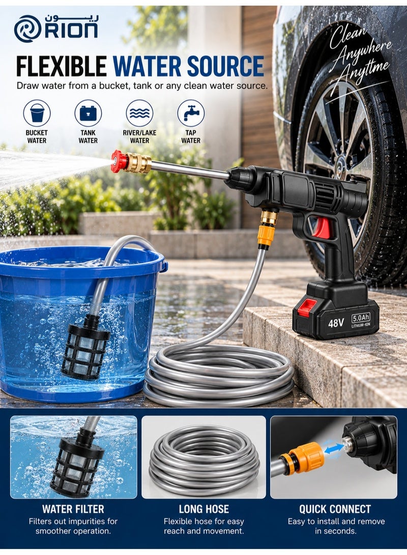 Saudi Deal High Pressure Washer 48V - Car Washing Machine - Cordless Portable Electric Water High Pressure Washer Gun, Used for Floor Cleaning of Car Washes and Garden Watering - Image 4