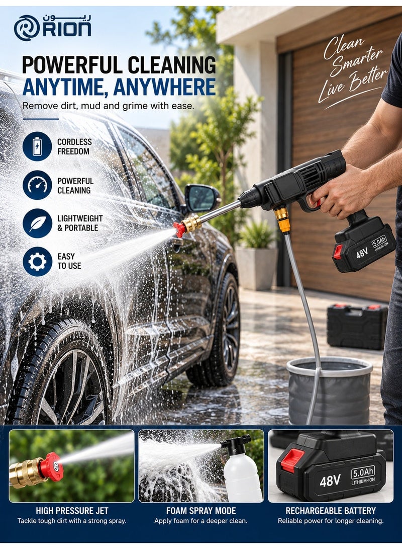 Saudi Deal High Pressure Washer 48V - Car Washing Machine - Cordless Portable Electric Water High Pressure Washer Gun, Used for Floor Cleaning of Car Washes and Garden Watering - Image 2