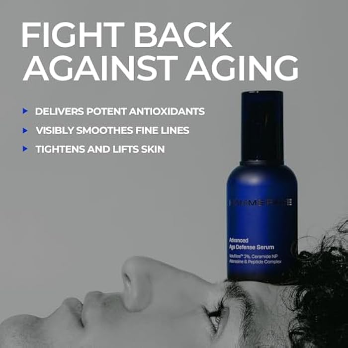 HOMMEFACE Men’s Advanced Age Defense Anti-Wrinkle Face Serum - Anti-Aging Korean Skincare Technology with Volufiline, Ceramide, Collagen, Hyaluronic Acid & Peptides, 1.69 fl oz - Image 3