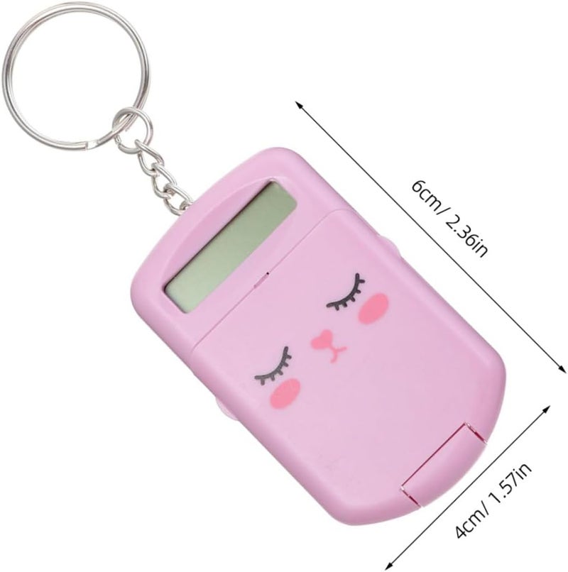 2pcs Mini Calculator Portable Electronic Pocket Calculator for Students with Cute Pink Cartoon Design Basic Arithmetic Tool for School and Office Use - Image 1