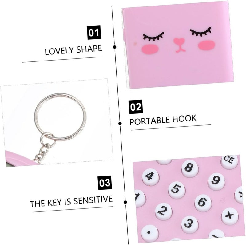 2pcs Mini Calculator Portable Electronic Pocket Calculator for Students with Cute Pink Cartoon Design Basic Arithmetic Tool for School and Office Use - Image 4