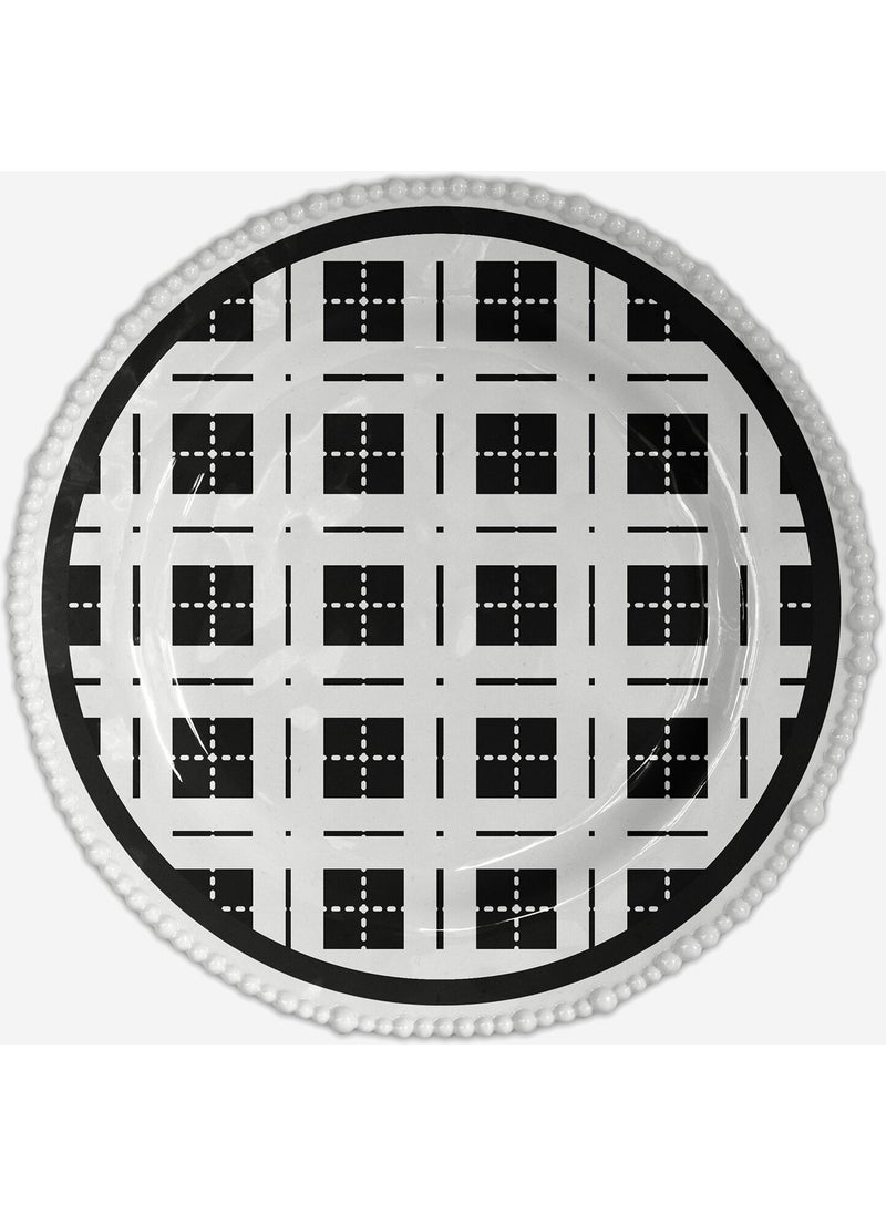 Baci milano Black and White Melamine Cake Plate 23 Cm 