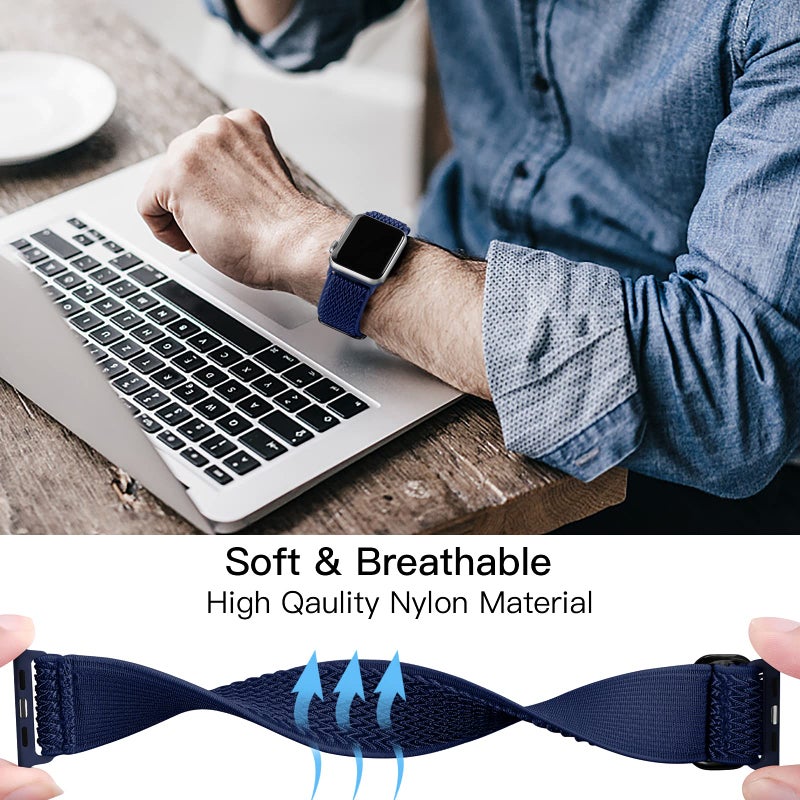 Lerobo Stretchy Nylon Bands Compatible with Apple Watch 44mm 45mm 42mm 49mm iWatch SE/Series 9 8 7 Series 6 5 4 3 2 1 Ultra 2 for Women Men,Soft Adjustable Solo Loop Sport Elastic Band Accessories - Image 4